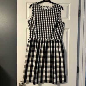 Brooks Brothers black and white check plaid gingham cotton sleeveless dress